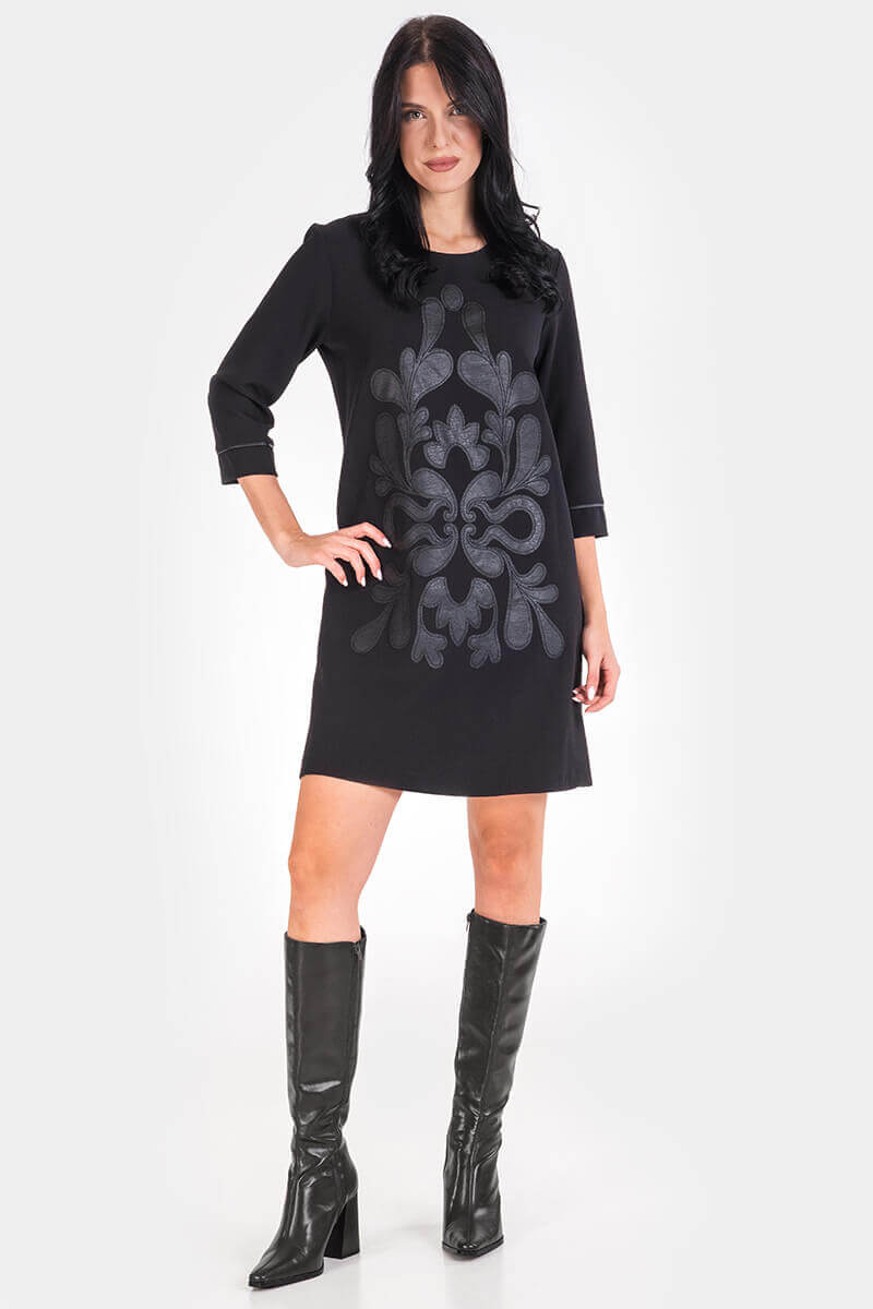 Рокля с кожен мотив 1464-09 ESITO