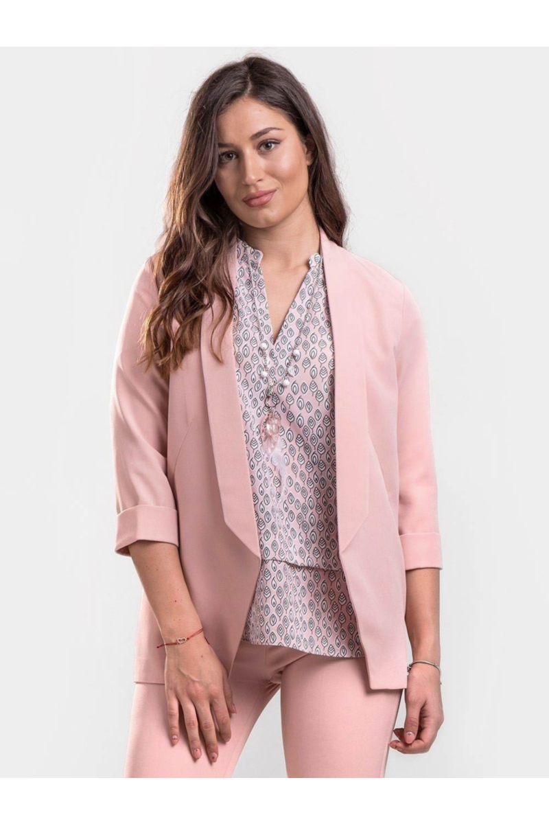 Елегантно дамско сако без закопчаване - розово 1185 INDIGO Fashion