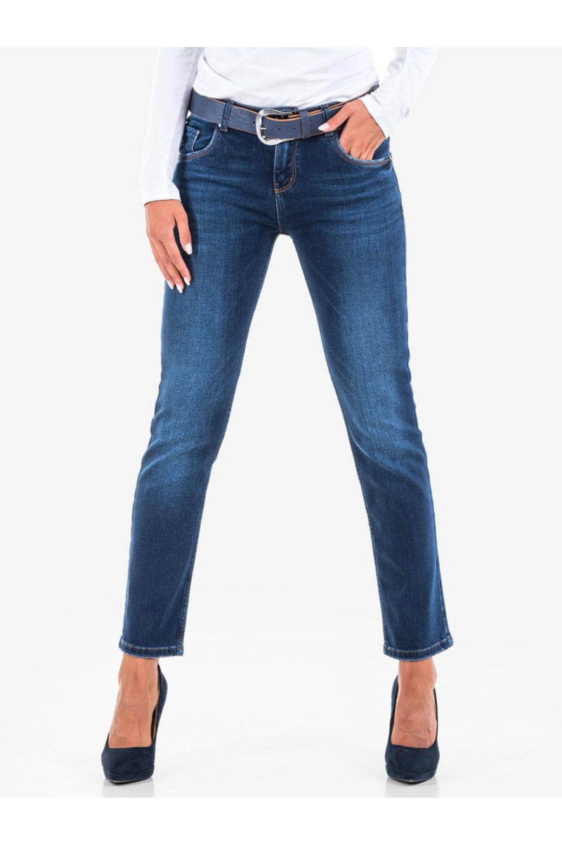 Дамски бойфренд дънки със син колан 5143 INDIGO Fashion