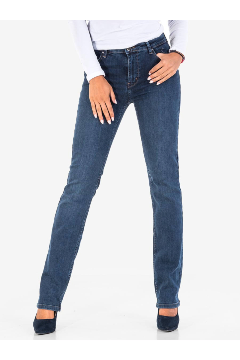 Прави дамски дънки с висока талия 5535 INDIGO Fashion