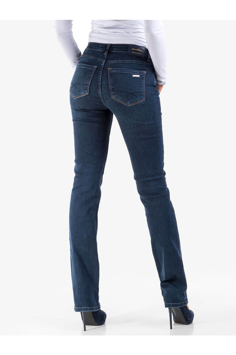 Прави дамски дънки с висока талия 5535 INDIGO Fashion