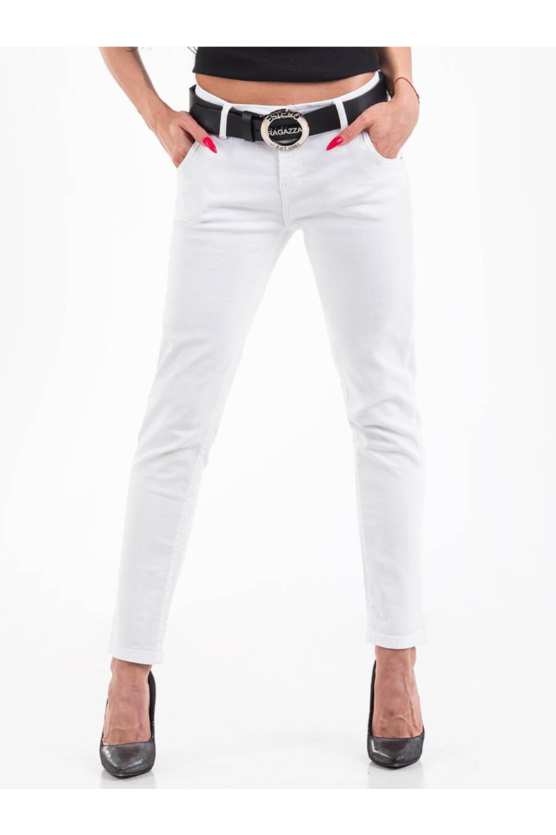 Бели дамски бойфренд  дънки 5718 INDIGO Fashion