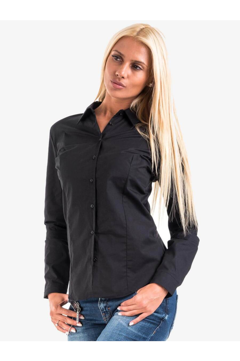 Черна дамска вталена риза 22265 INDIGO Fashion