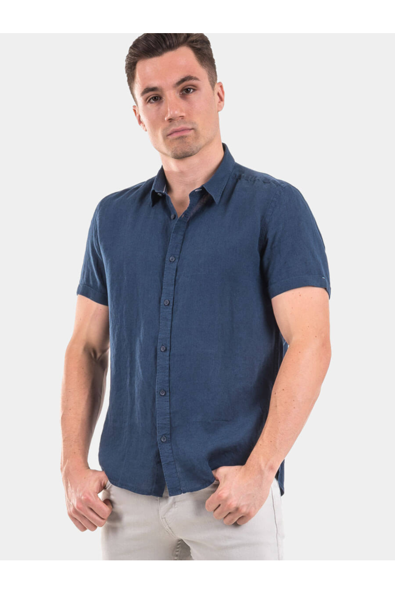 Ленена мъжка риза 700771-18 INDIGO Fashion
