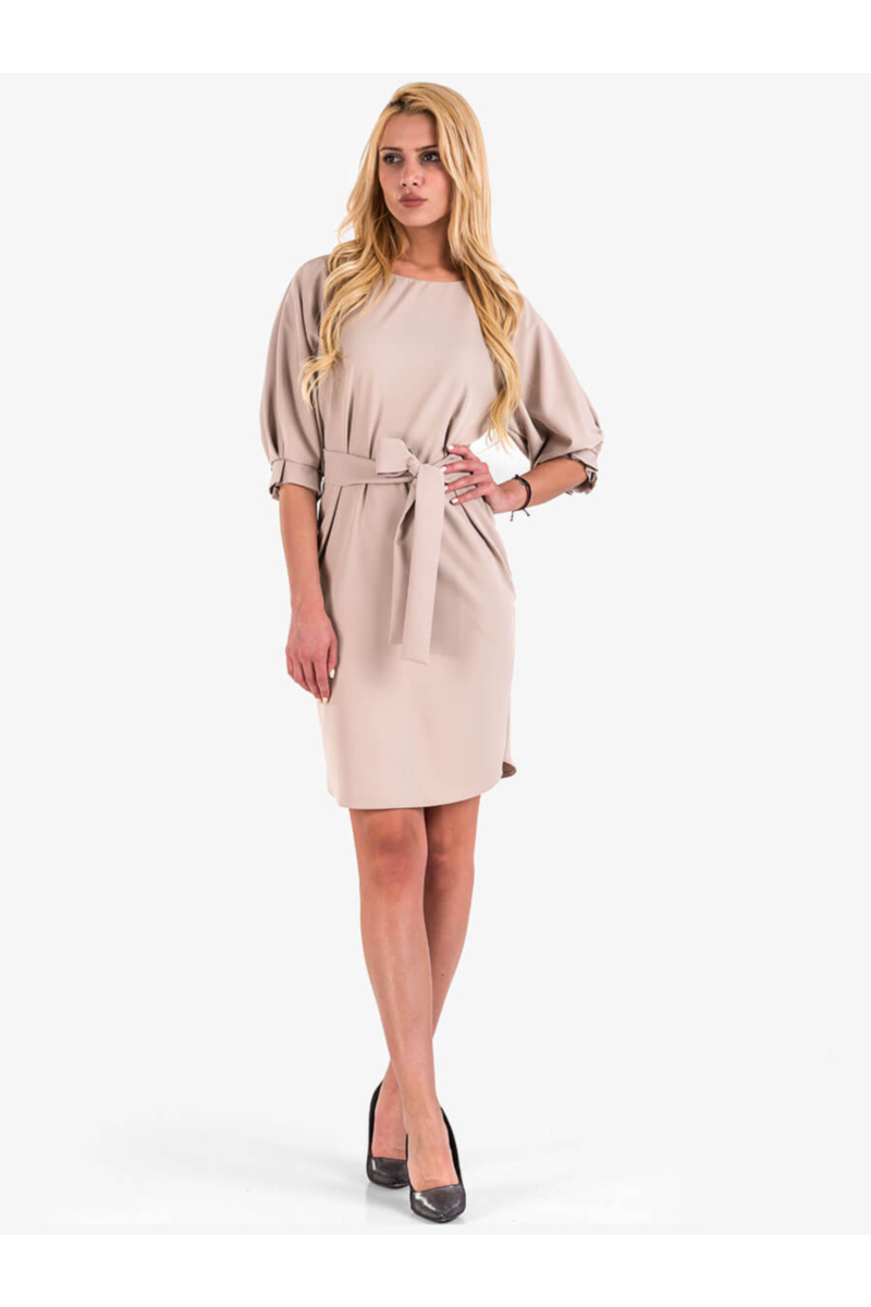 Светло бежова елегантна рокля 2544 INDIGO Fashion