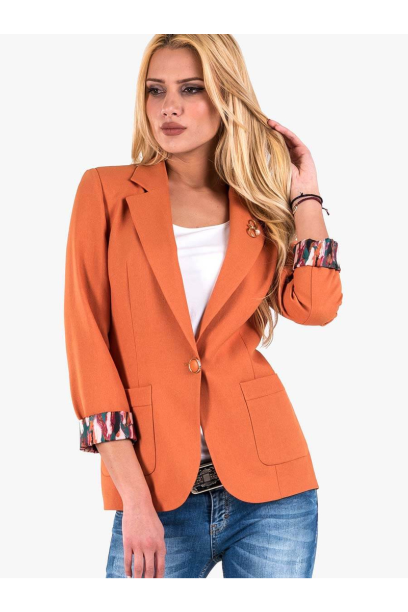 Дамско памучно оранжево сако 7029 INDIGO Fashion
