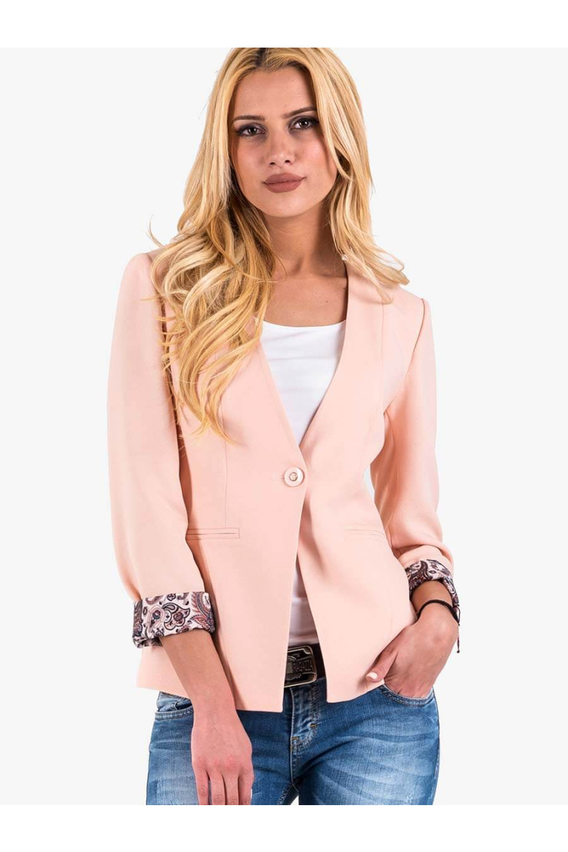 Дамско елегантно сако - цвят праскова 7040 INDIGO Fashion