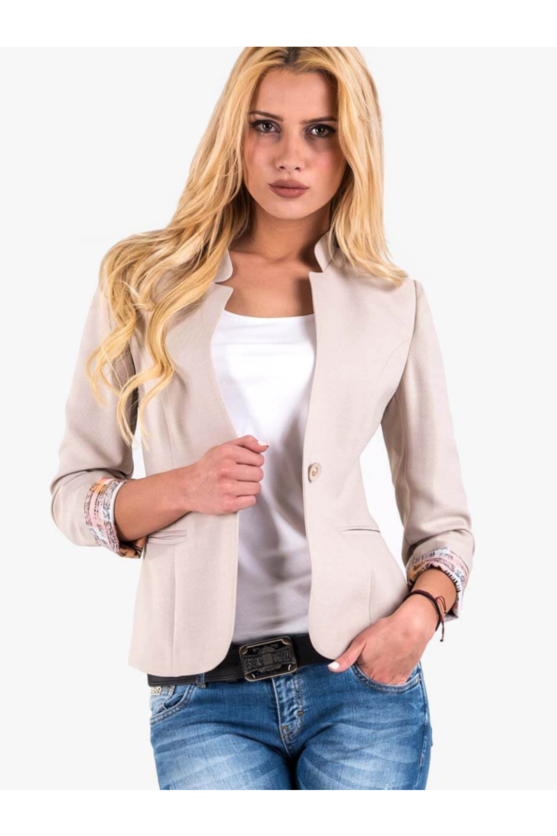 Дамско вталено сако - светло бежово 7043 INDIGO Fashion
