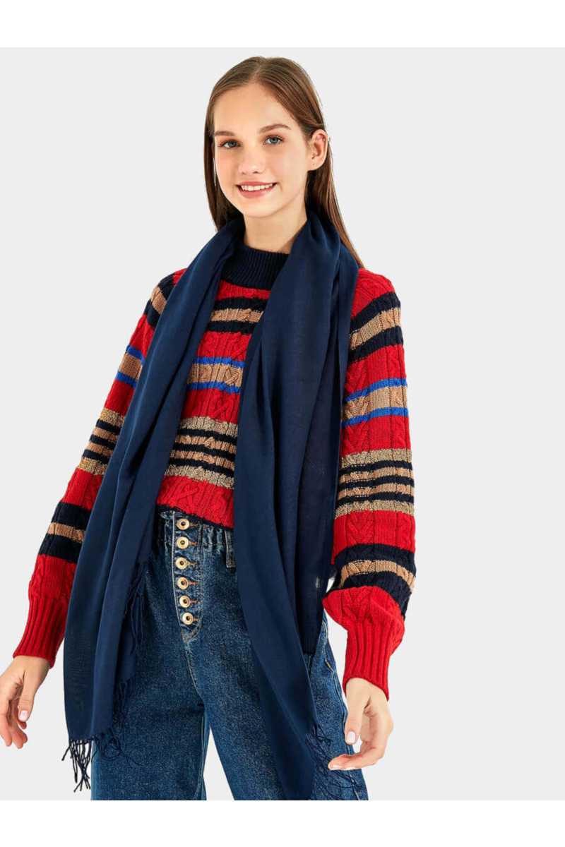 Едноцветен дамски шал 12107-18 INDIGO Fashion