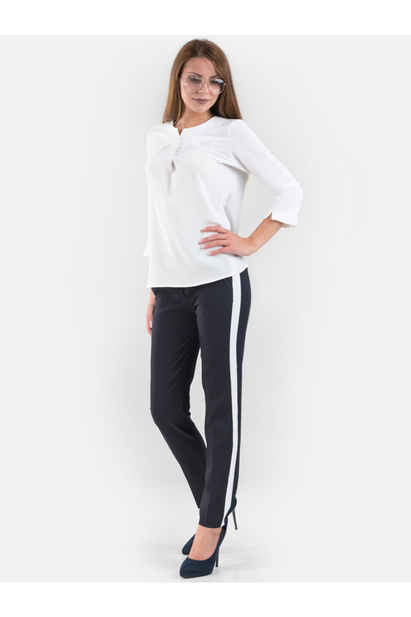 Тъмносин елегантен дамски панталон с кант 464 INDIGO Fashion