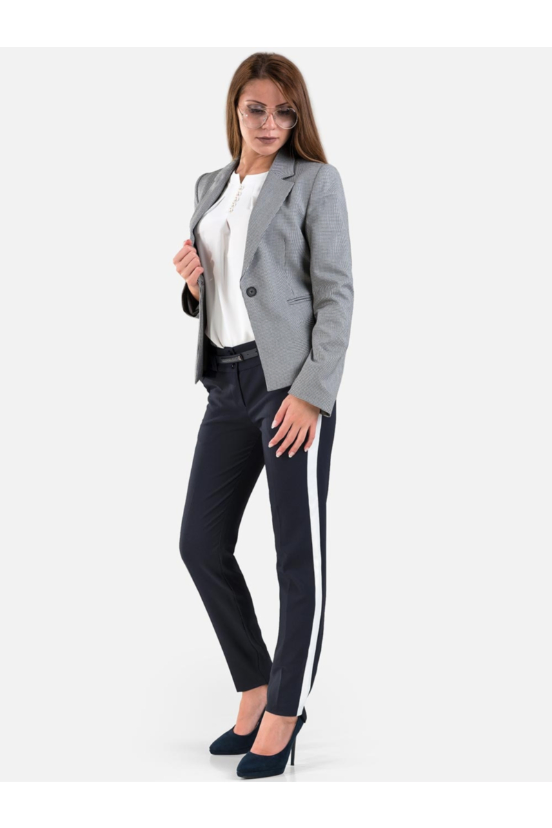 Тъмносин елегантен дамски панталон с кант 464 INDIGO Fashion