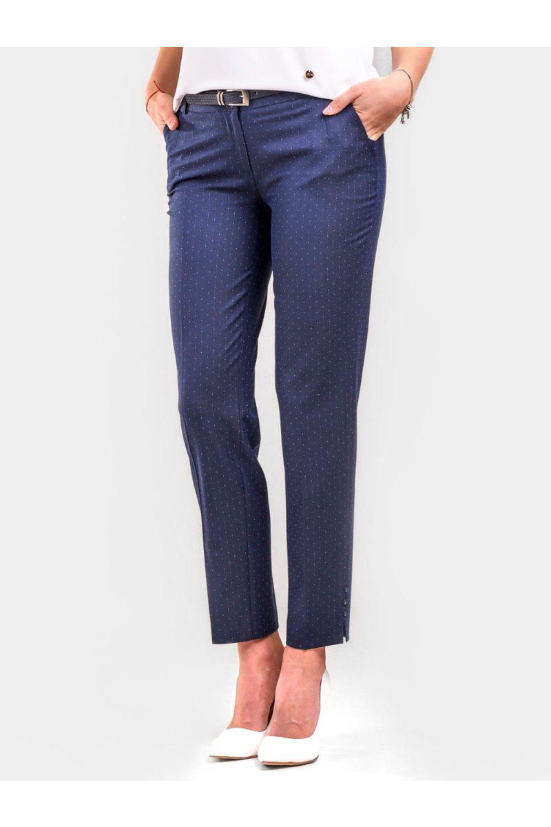 Дамски тъмносин чино панталон с колан B6160 INDIGO Fashion