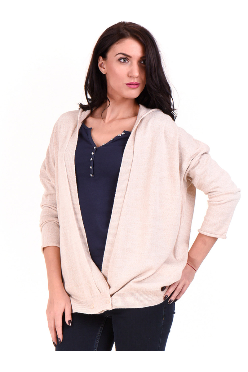 Дамска жилетка XINT свободен модел 394- светло бежова