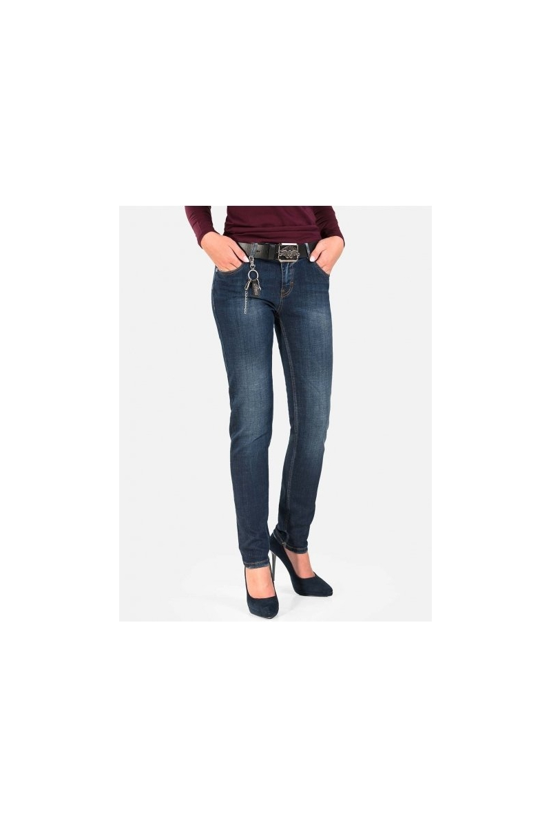 Дамски бойфренд дънки с аксесоар и колан в тъмен деним 5624 INDIGO Fashion