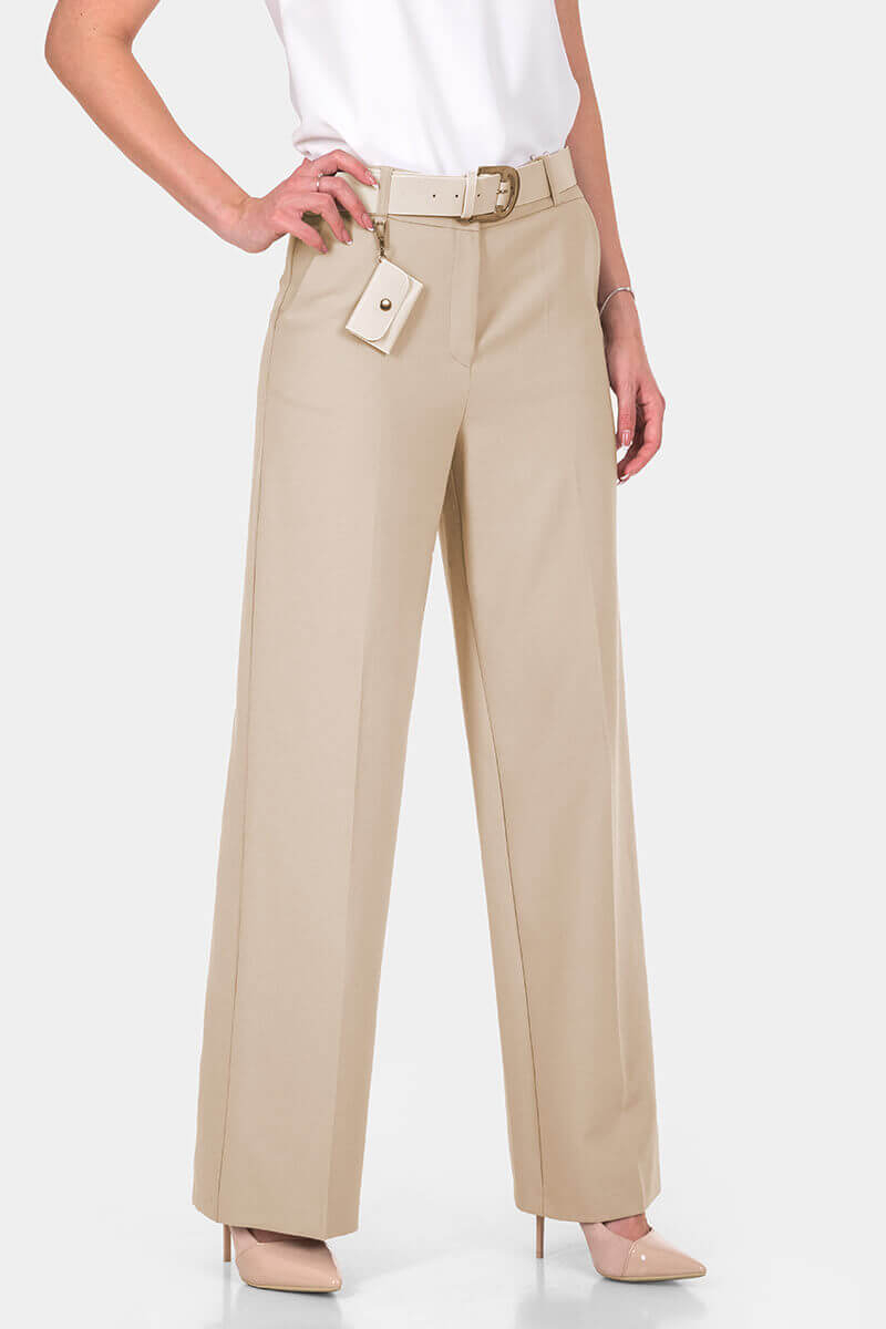 Дамски разкроен панталон с колан 2460-02 ACUN 