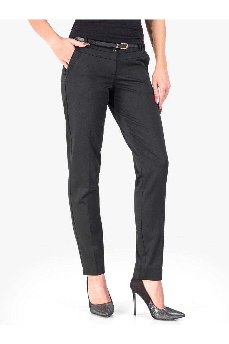 Елегантен дамки панталон с колан - черен 894 INDIGO Fashion