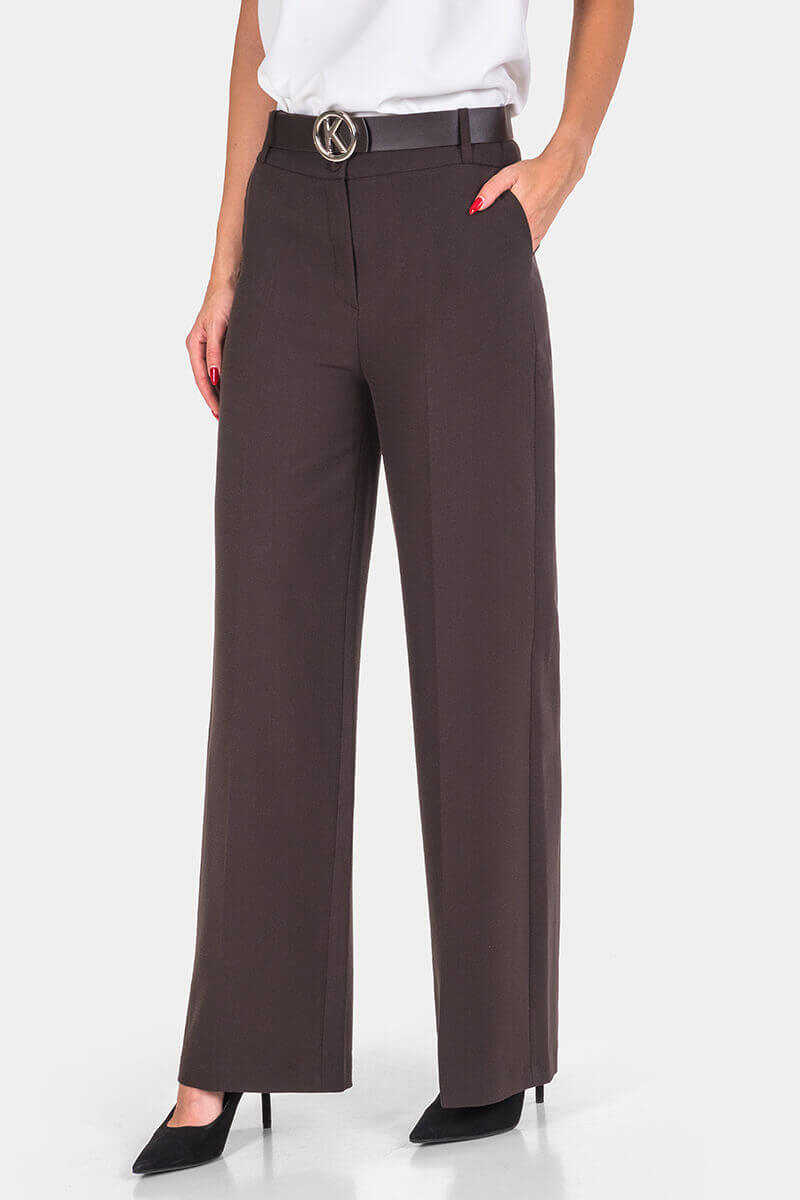 Разкроен дамски панталон с колан 54560P-21 KADELLI