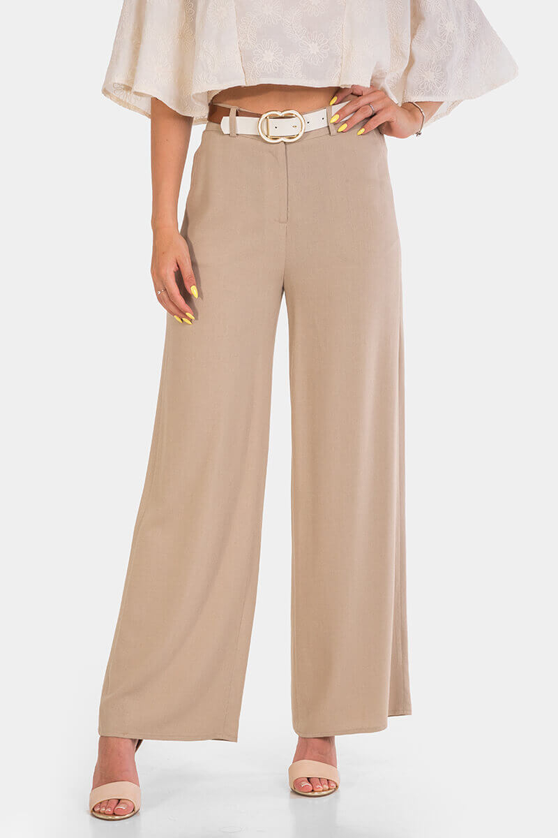 Дамски разкроен панталон с колан 5524P-02 MAC PARK