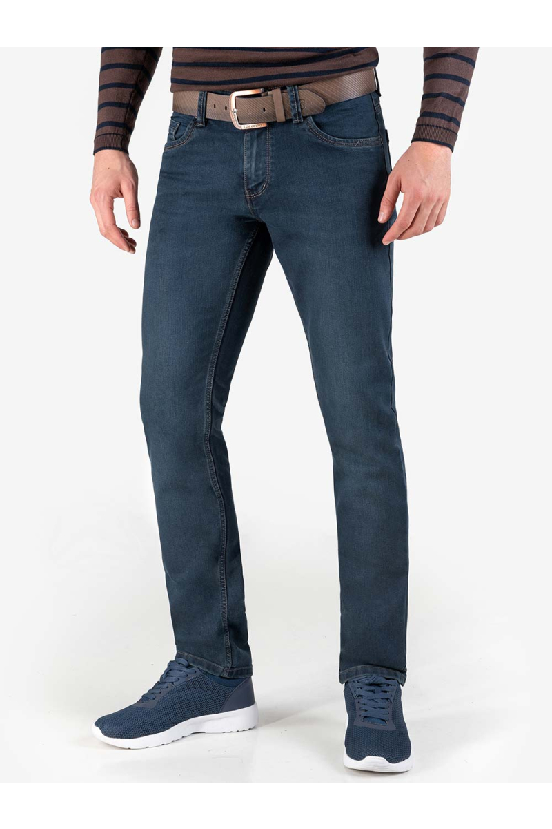 Прави мъжки дънки с колан 5032 INDIGO Fashion