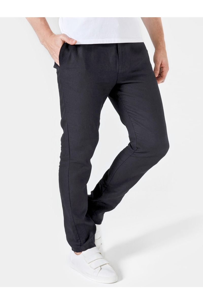 Дълъг мъжки ленен панталон - черен  100532 INDIGO Fashion 