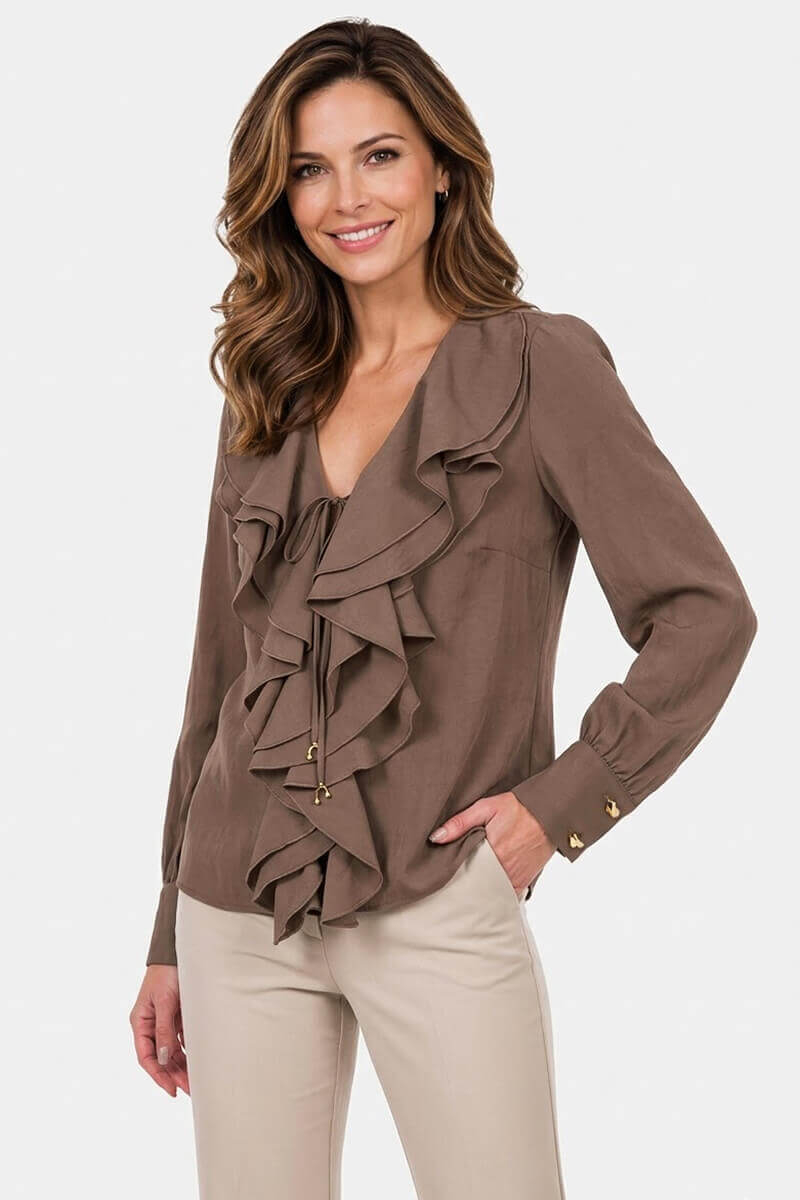 Елегантна дамска блуза с волани и връзка 2042-28 CLICHE