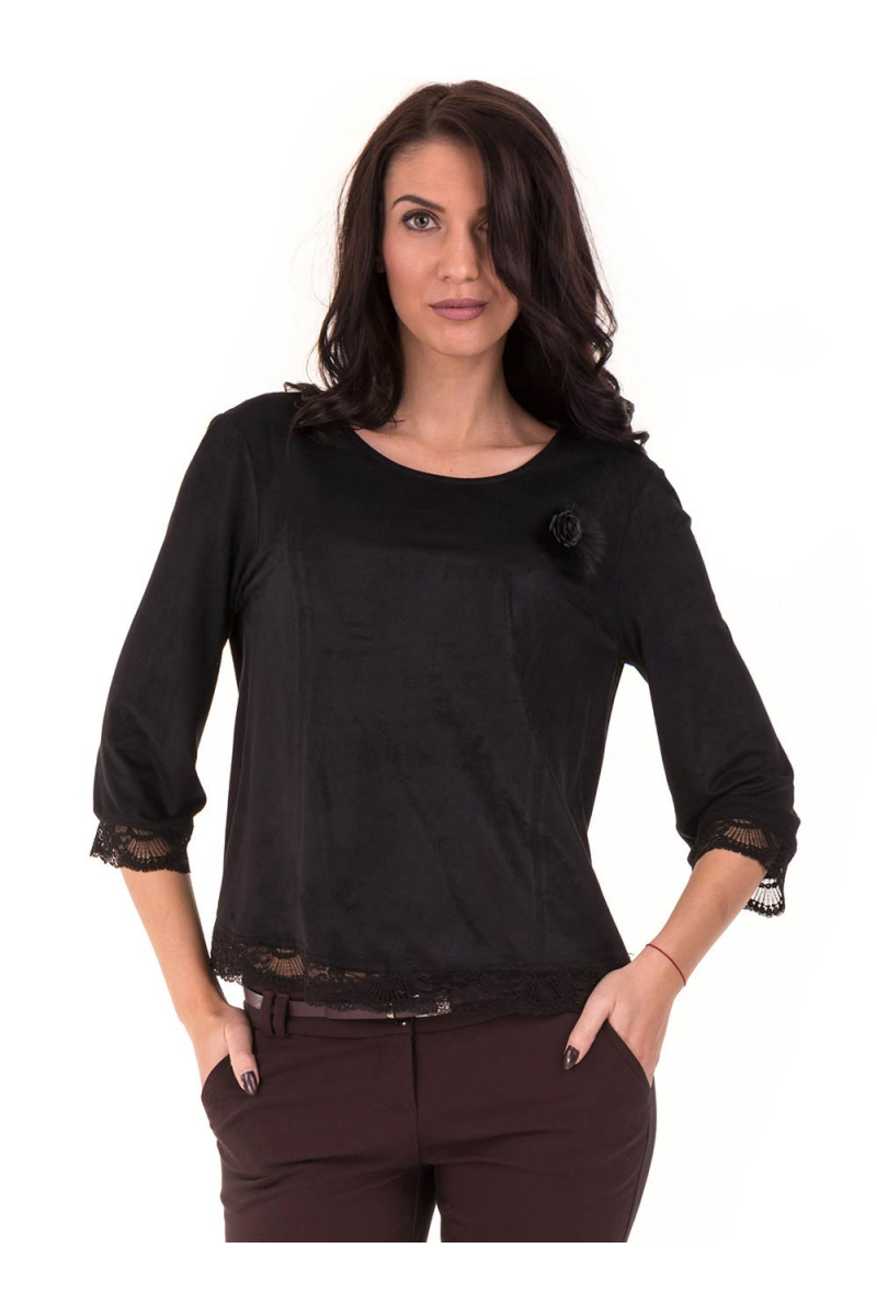 Дамска блуза MACCA  с 7/8 ръкав 606 - черна