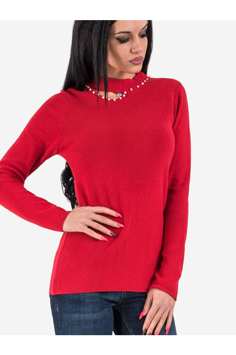 Дамска стилна блуза с перли 18765 INDIGO Fashion