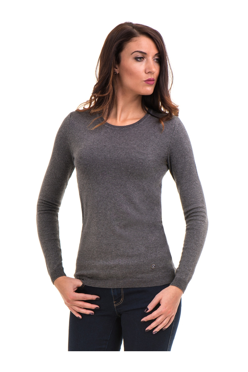 Сива дамска блуза с обло деколте 148 INDIGO Fashion