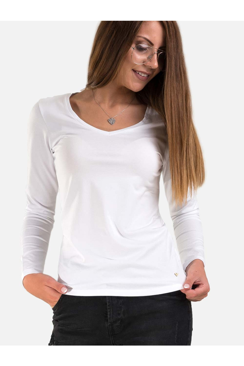 Бяла дамска блуза от трико 601406  INDIGO Fashion
