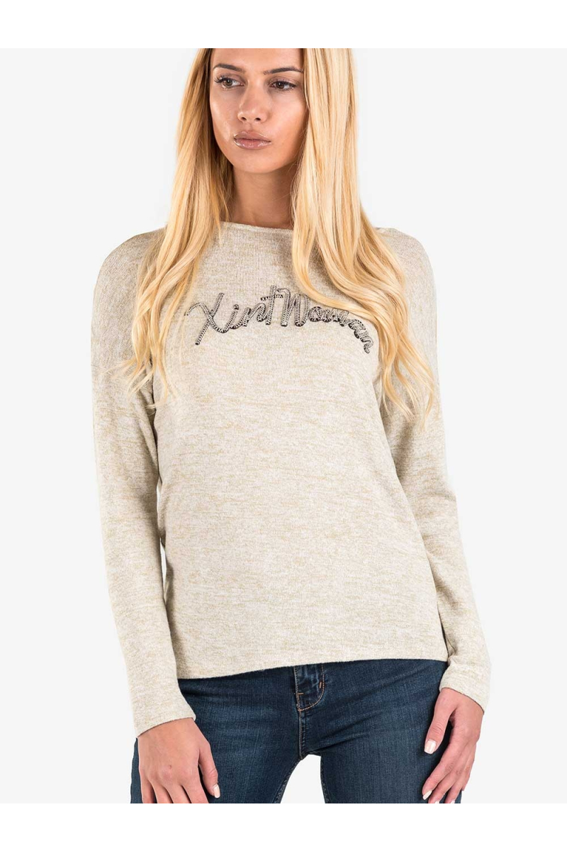 Мека дамска блуза с паднал ръкав - цвят резеда 601424 INDIGO Fashion