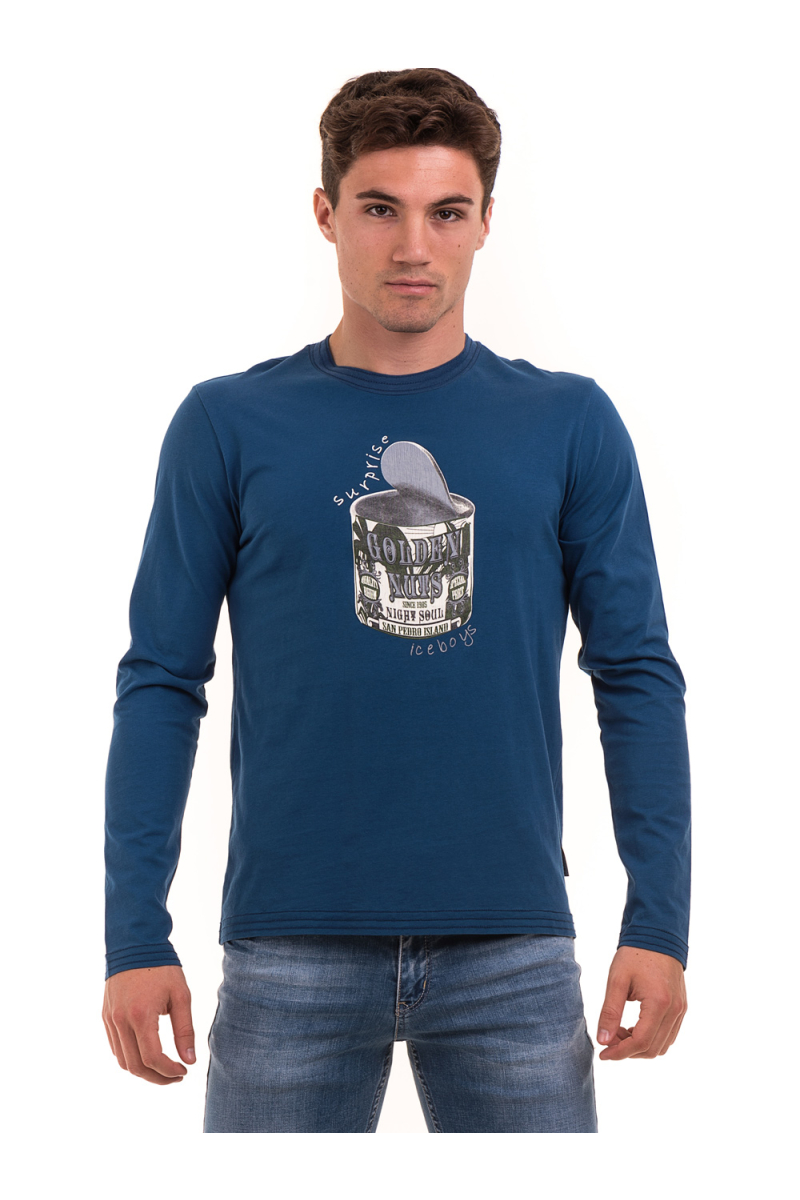 Мъжка спортна блуза с щампа ICEBOYS 1033 - синя 