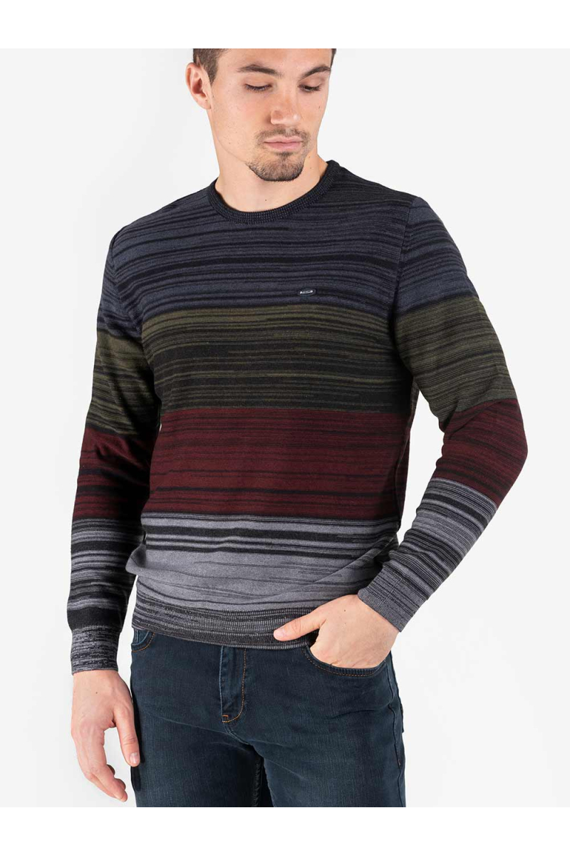 Мъжки раиран пуловен - тъмносин 33112 INDIGO Fashion