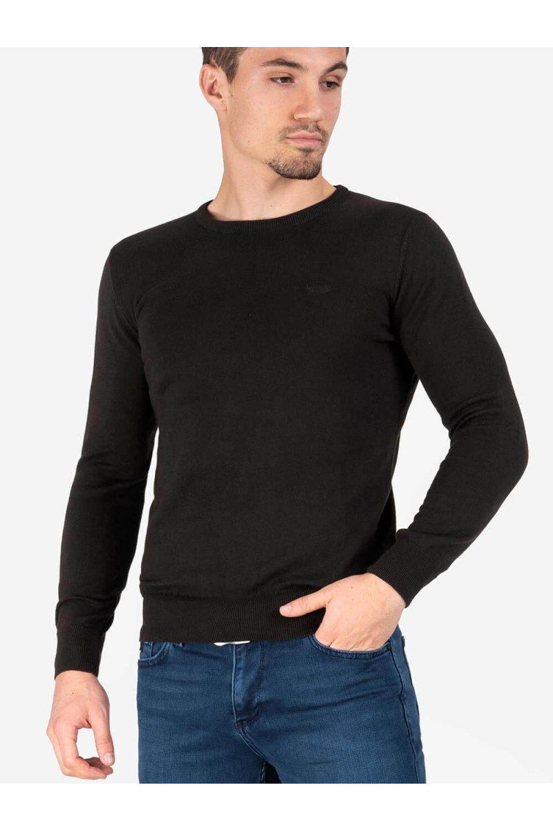 Мъжки кафяв пуловер с бродирано лого 468 INDIGO Fashion