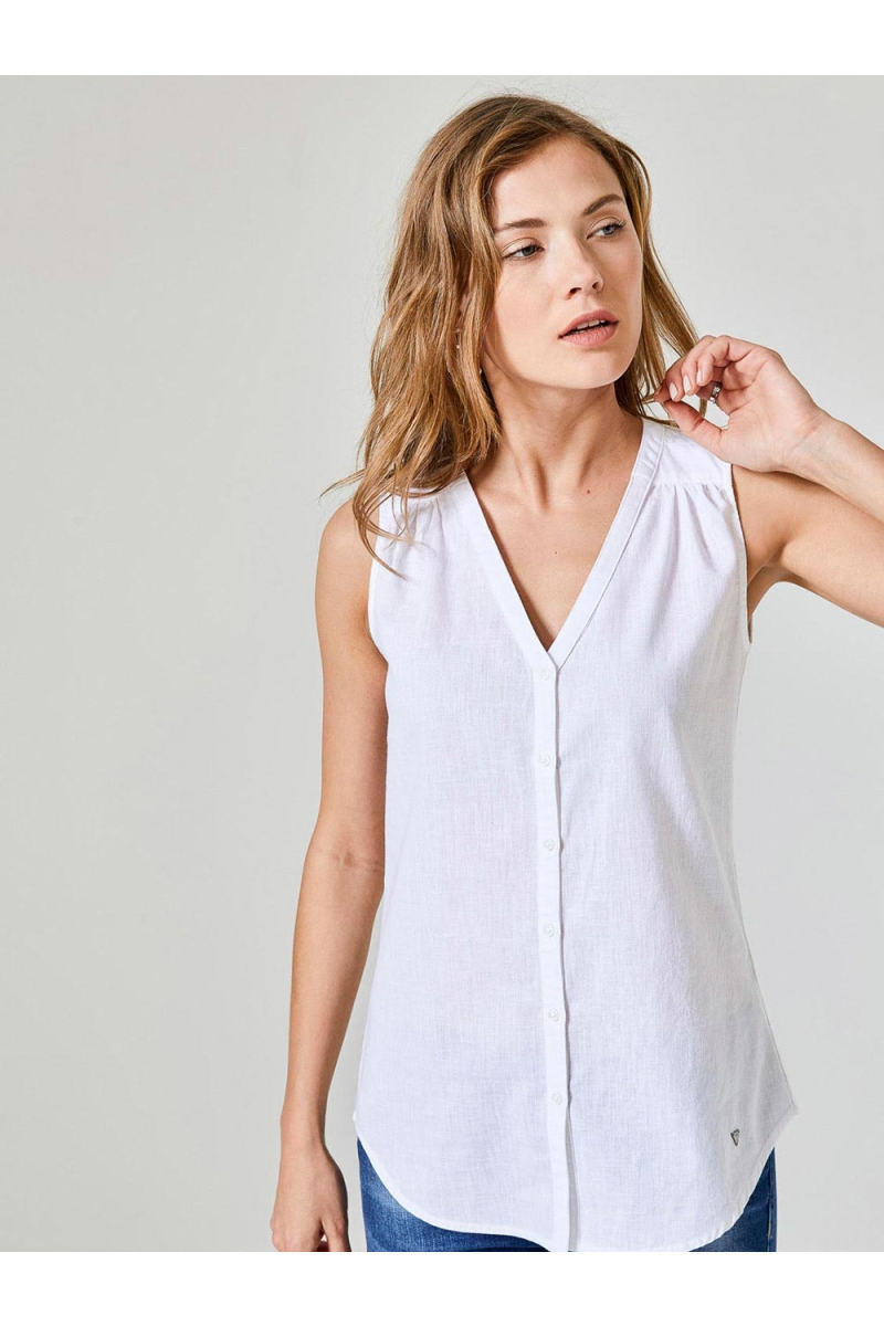 Дамска бяла риза без ръкав 750535 INDIGO Fashon