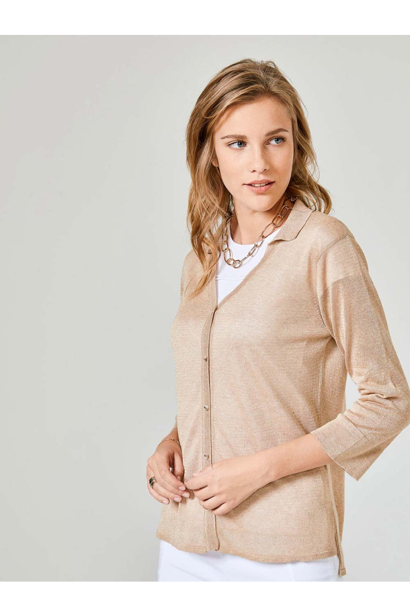 Дамска фина жилетка - бежова 850417 INDIGO Fashion