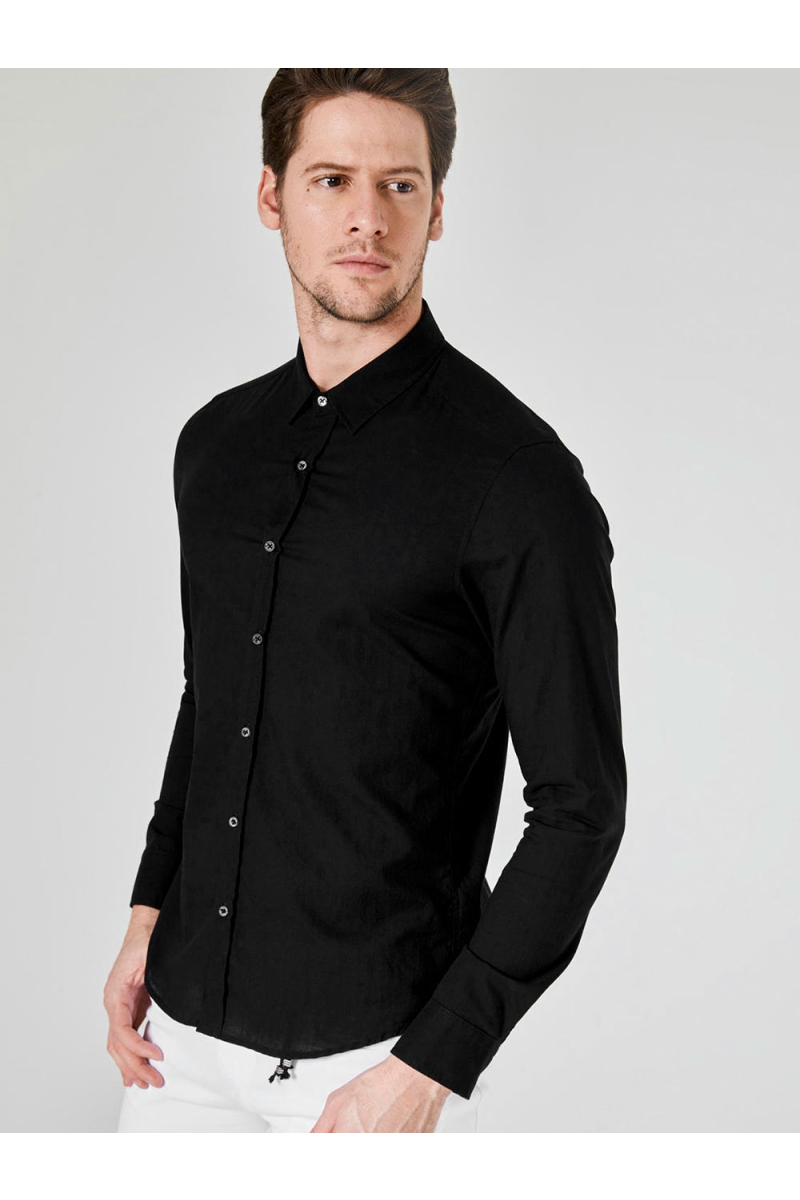 Памучна черна мъжка риза 700662 INDIGO Fashion