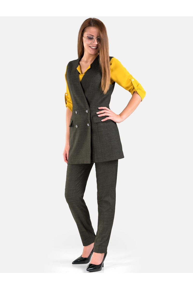 Дамски панталон с елек - цвят каки 40185 INDIGO Fashion