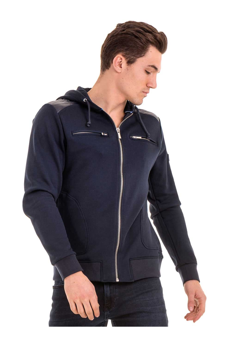 Мъжки суитчър с цип и качулка XINT 078  INDIGO Fashion