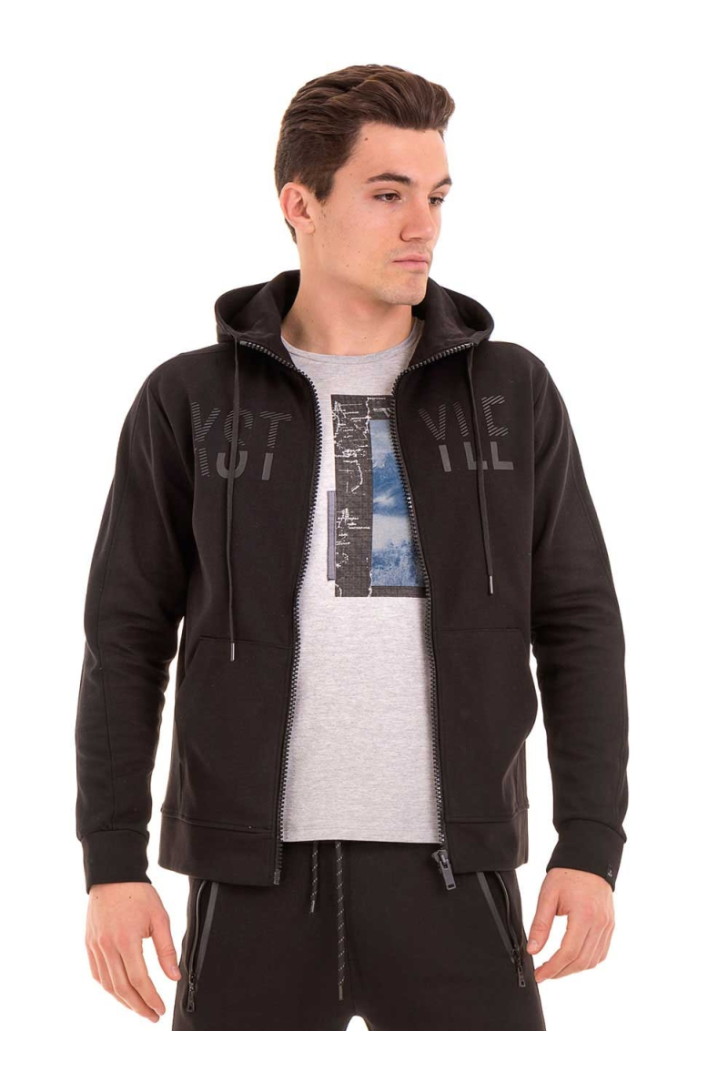 Мъжки суитчър с цип XINT 085 - черен