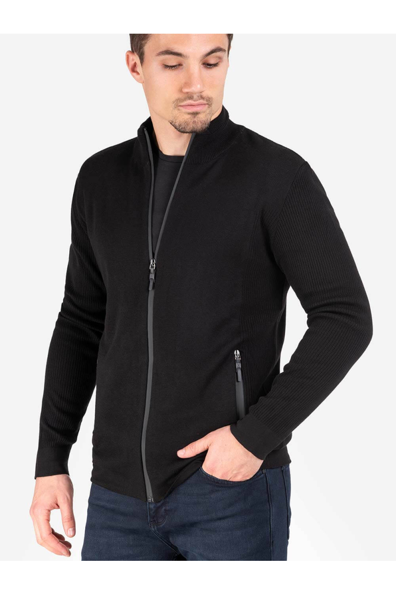Мъжки черен суитчър с цип 801398 INDIGO Fashion