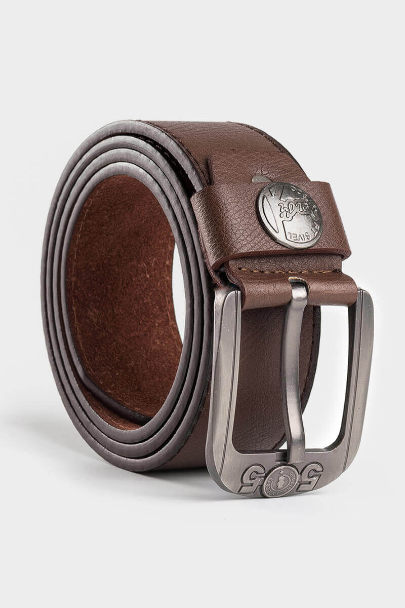 Кафяв колан от еко кожа с метална тока 4004 INDIGO Fashion