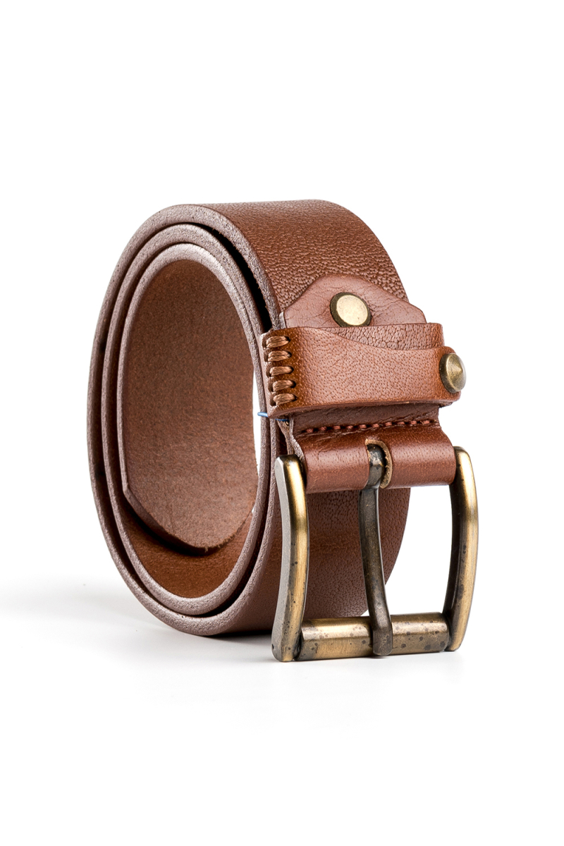 Мъжки колан от естествена кожа с метална тока 53022 INDIGO Fashion