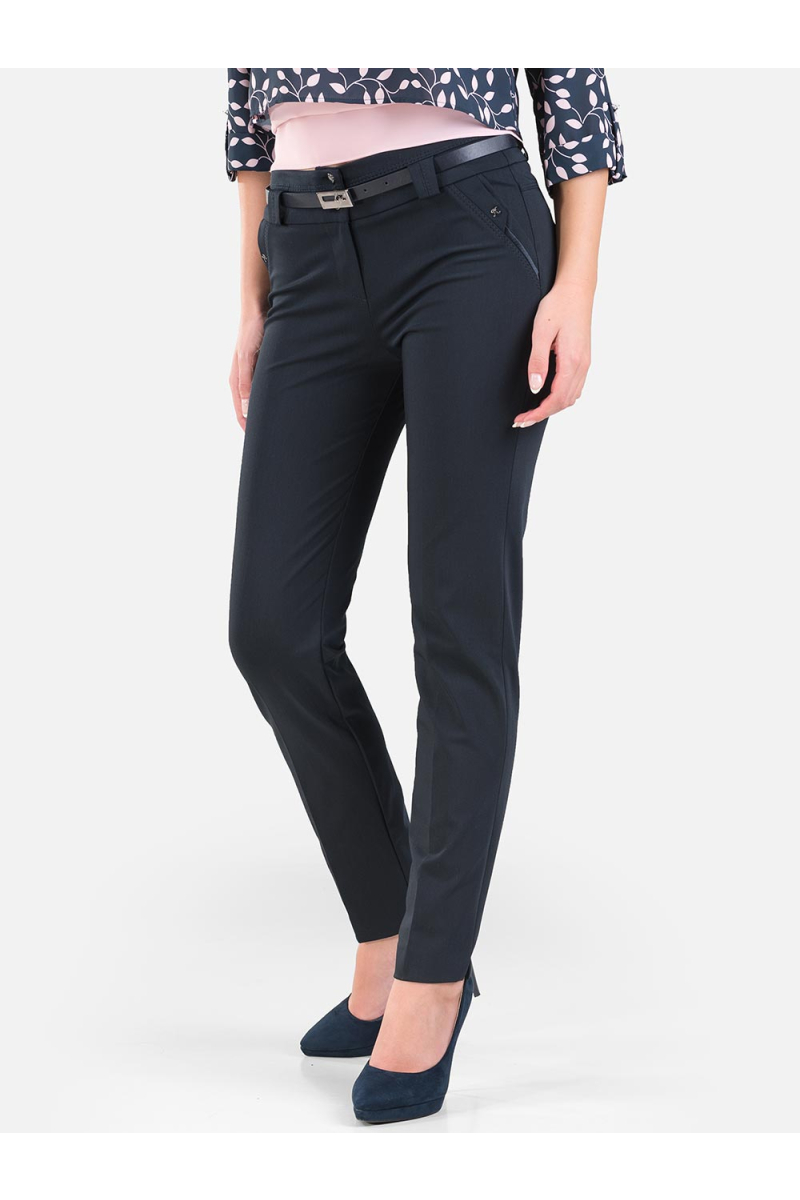 Дамски елегантен тъмносин панталон 487 INDIGO Fashion