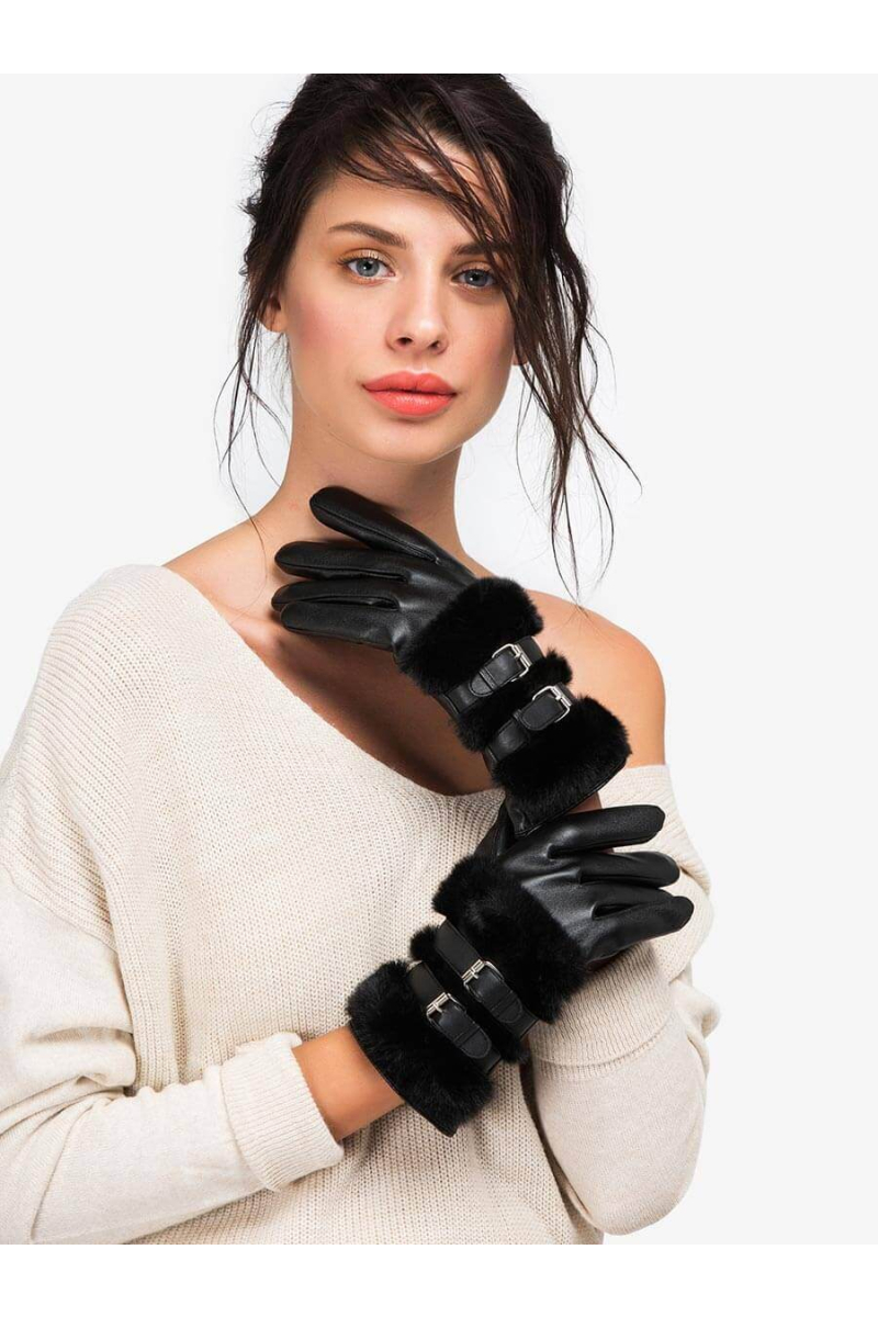 Черни дамски ръкавици 11074 INDIGO Fashion