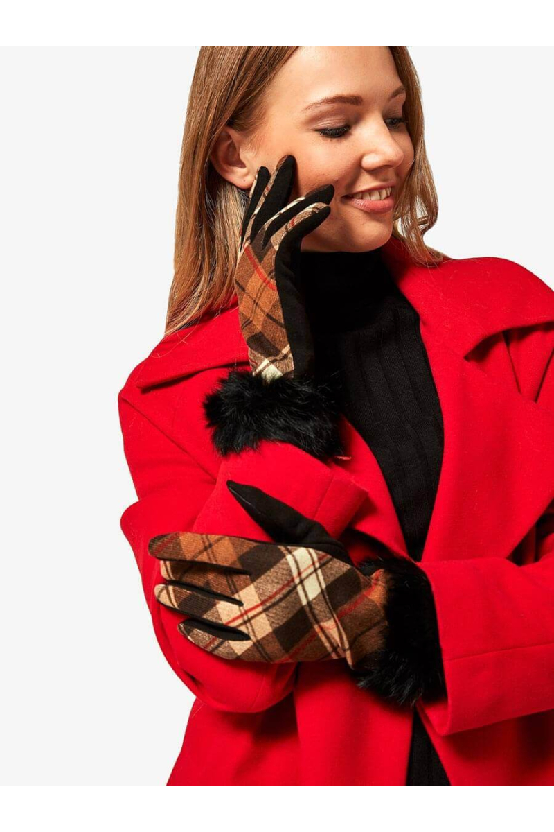 Карирани дамски ръкавици 11088-03 СINDIGO Fashion