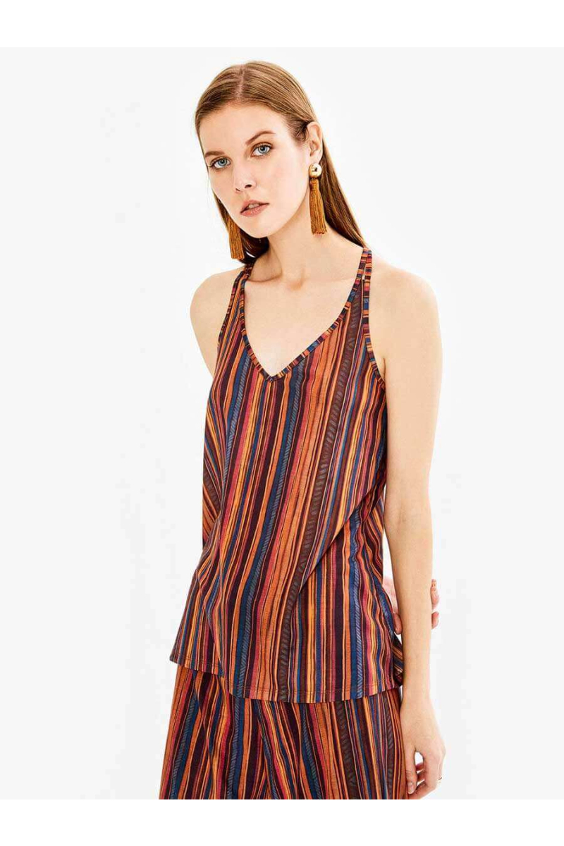 Дамски топ с презрамки - кафяв