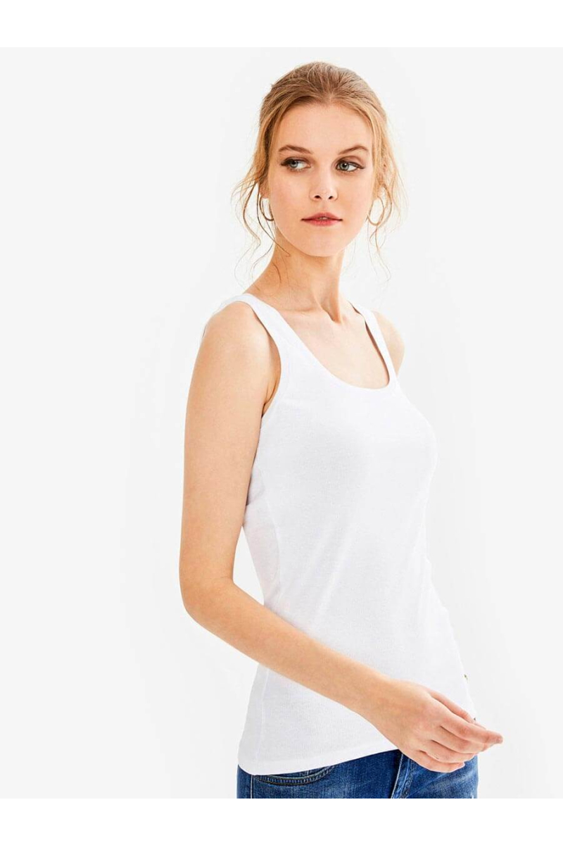 Дамски рипсен потник - бял 601612 INDIGO Fashion