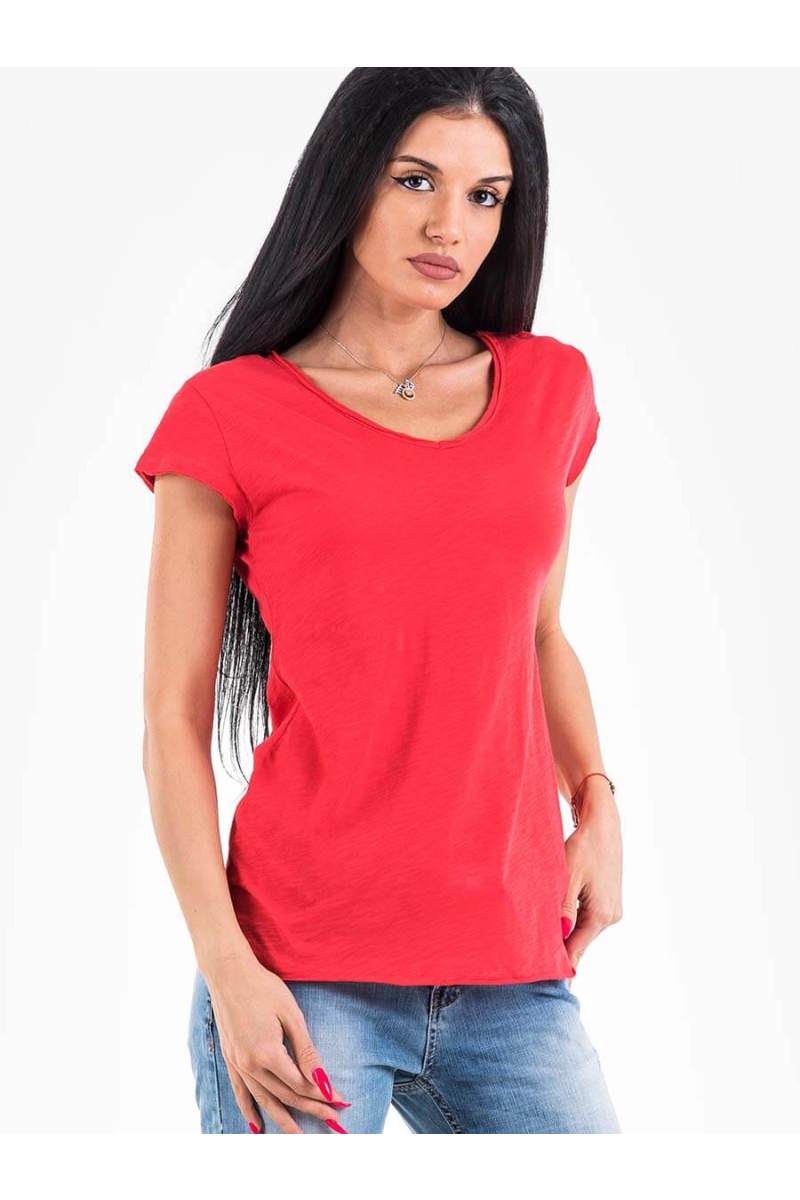 Едноцветна дамска блуза  - червена 601476 INDIGO Fashion