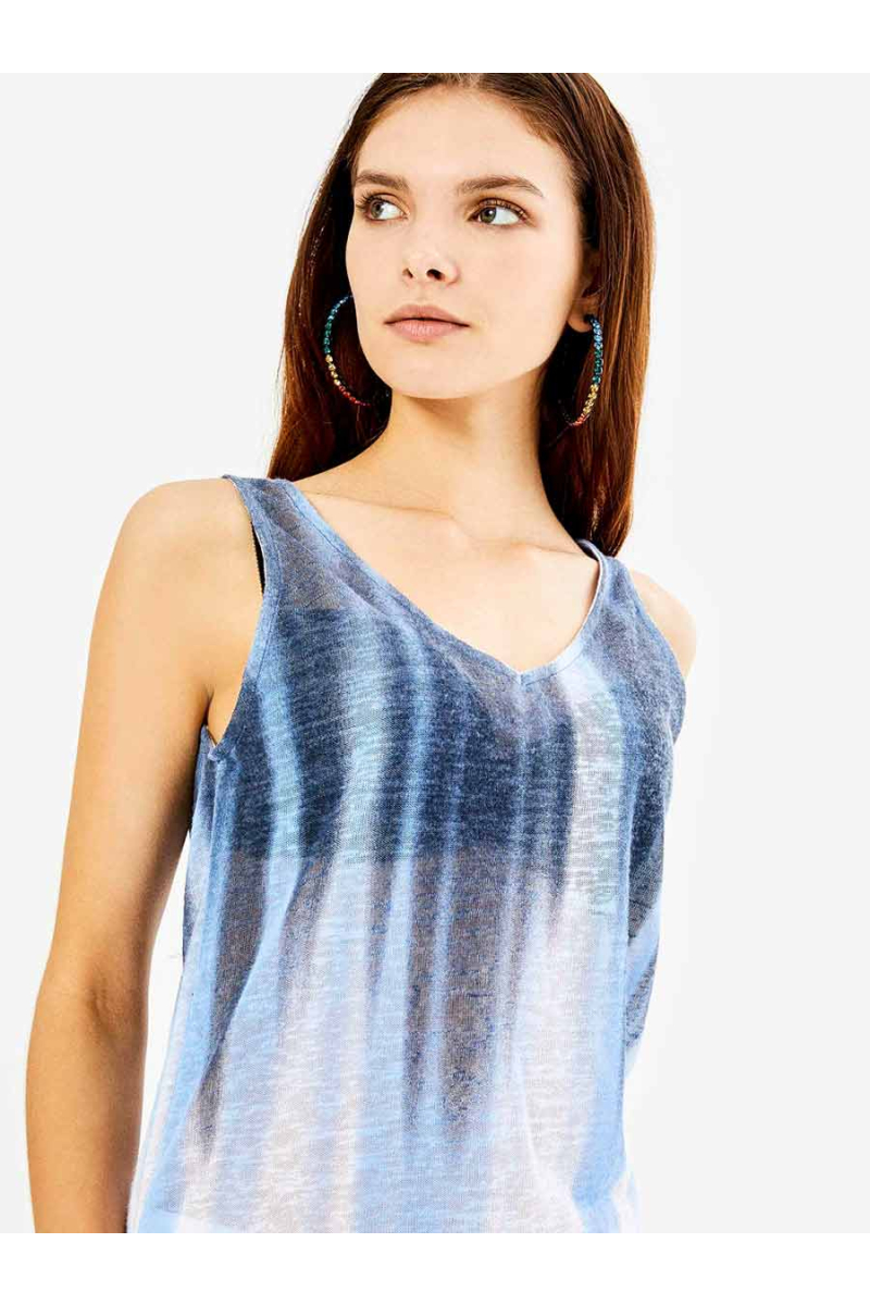 Дамски топ в преливащ син цвят 601576 INDIGO Fashion