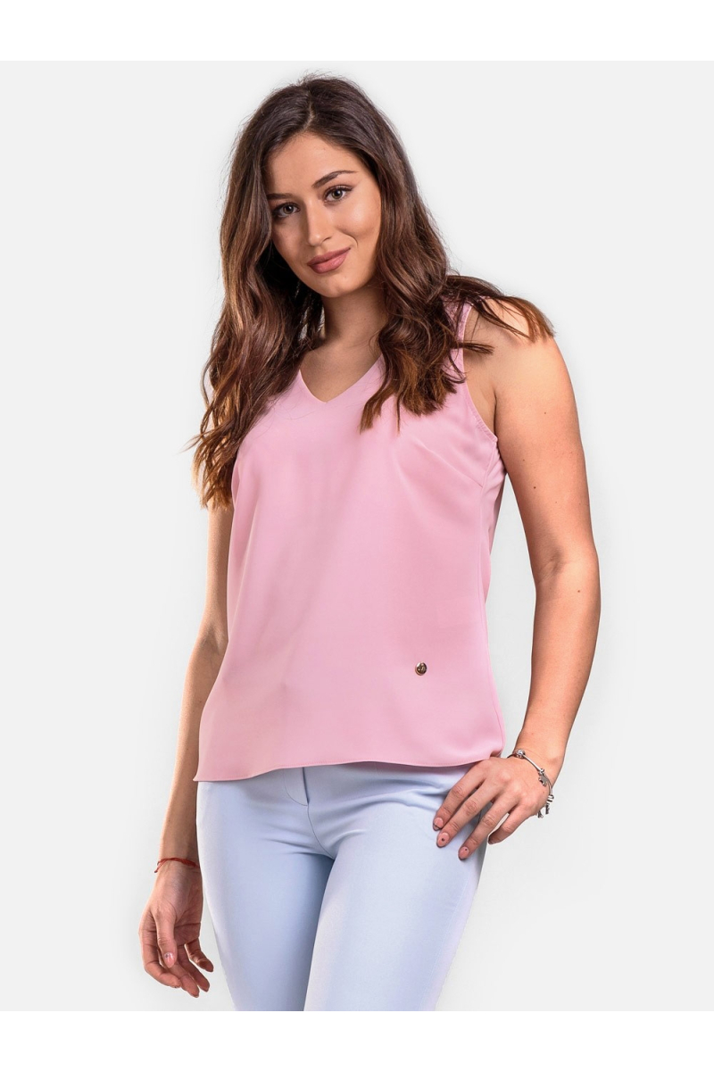 Розов елегантен дамски топ с v-образно деколте 2328 INDIGO Fashion